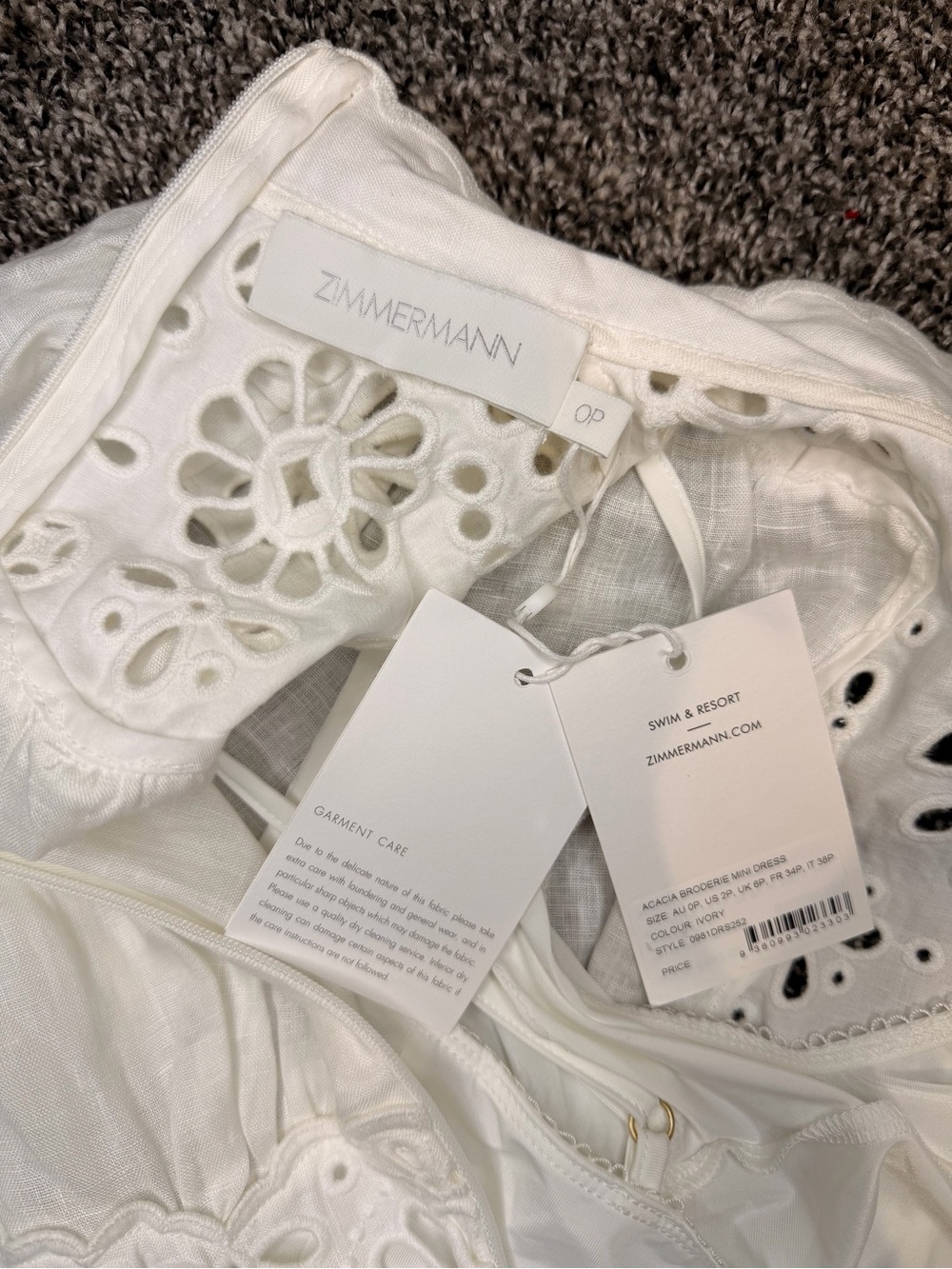 Zimmermann Acacia Broderie Mini Dress - Size OP - Picture 7 of 10